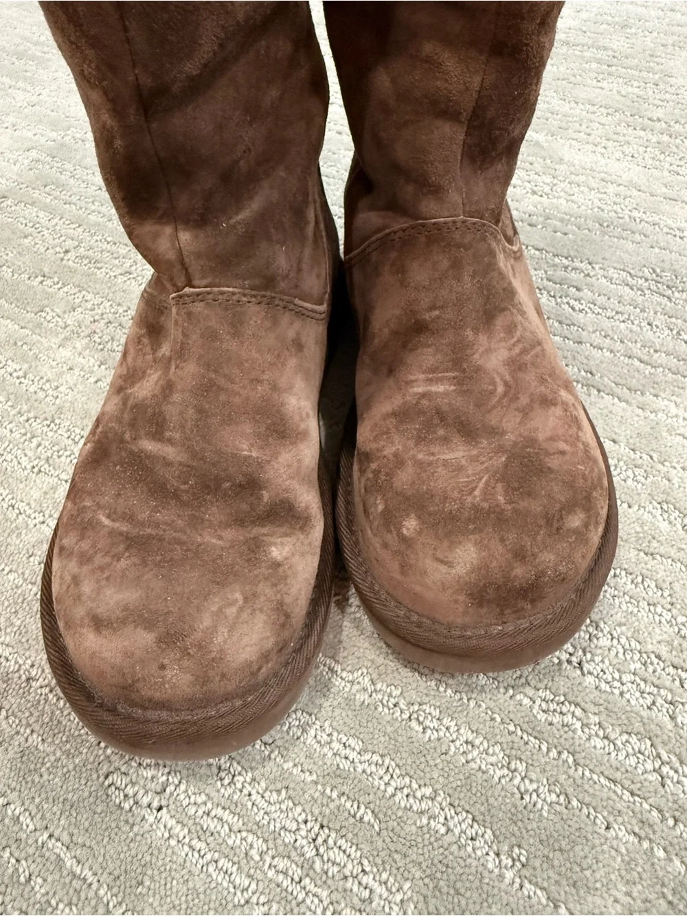 UGG Australia Brown Suede Shearling Zip Boots Women’s 6 Estimated Vintage